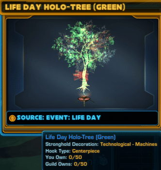 SWTOR Life Day Event Holo-Tree (Green) Decoration