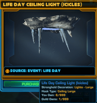 SWTOR Life Day Event Ceiling Light (Icicles) Decoration