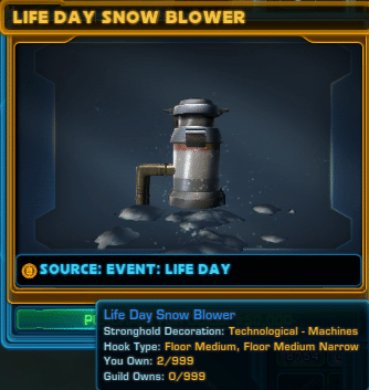 SWTOR Life Day Event Snow Blower