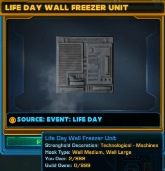 SWTOR Life Day Event Wall Freezer Unit Decoration