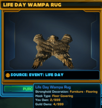 SWTOR Life Day Event Wampa Rug Decoration