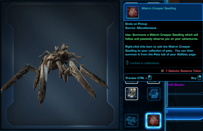 SWTOR Galactic Seasons Rewards Makrin Creeper Seedling Pet