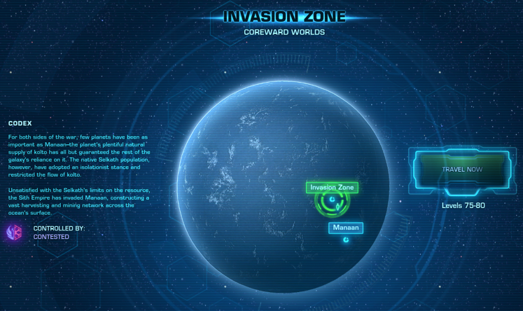 SWTOR Galaxy Map Manaan Invasion Zone