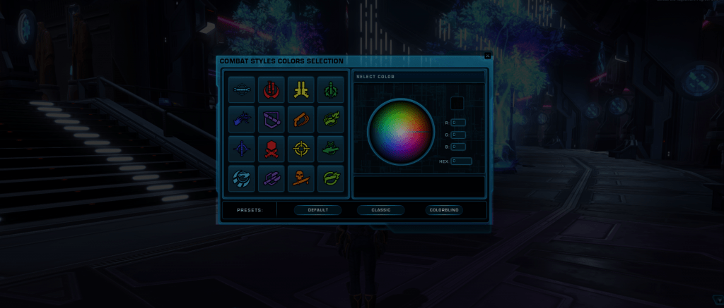 SWTOR Combat Styles Symbol Colour Selector