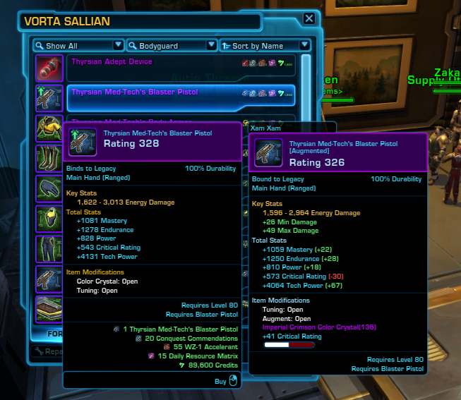 SWTOR Game Update 7.1 PTS - Upgrading 328 PvP Gear