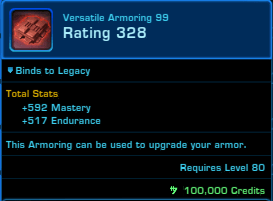 SWTOR Level 80 Item Rating 328 Versatile Armouring