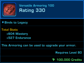SWTOR Level 80 Item Rating 330 Versatile Armouring