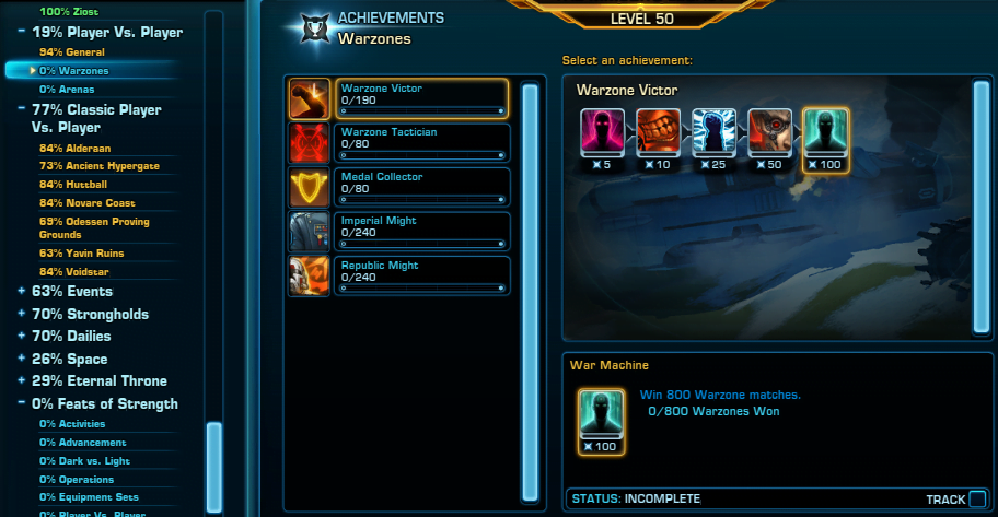 SWTOR Game Update 7.2 PvP Achievements Warzones