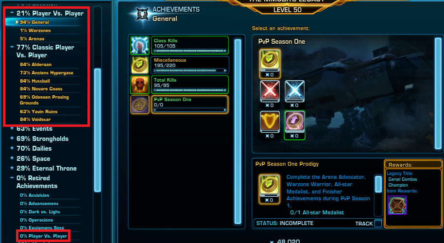 SWTOR Game Update 7.2 PvP Achievements PTS