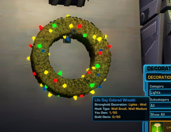 SWTOR Life Day Event Coloured Wreath Decoration
