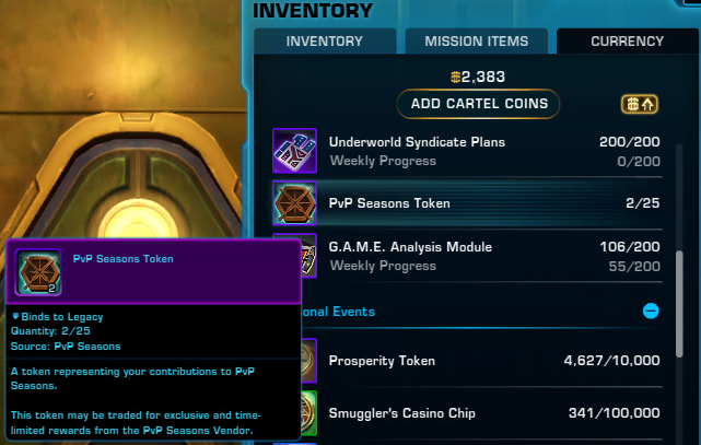 SWTOR Game Update 7.2 PvP Seasons Tokens