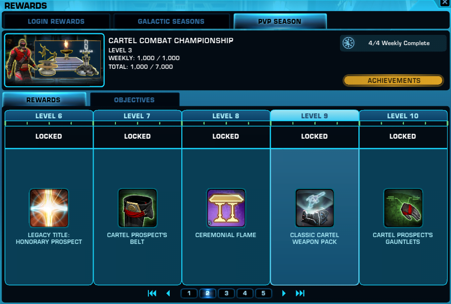 SWTOR PvP Season One Rewards Track Levels 6-10 Game Update 7.2