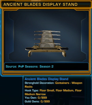SWTOR PvP Seasons 2 Ancient Blades Display Stand Decoration
