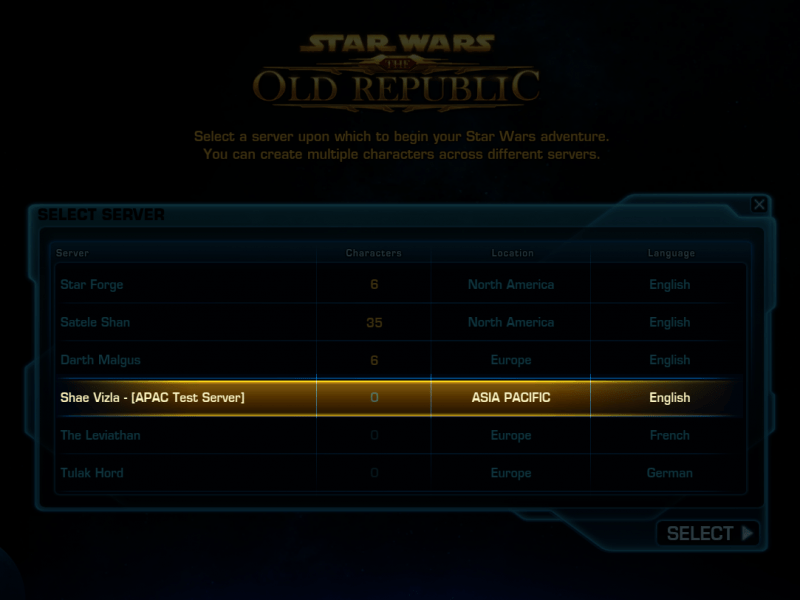 SWTOR APAC Server Testing Overview