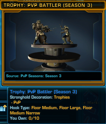 SWTOR PvP Seasons 3 Trophy: PvP Battler (Season 3) Decoration